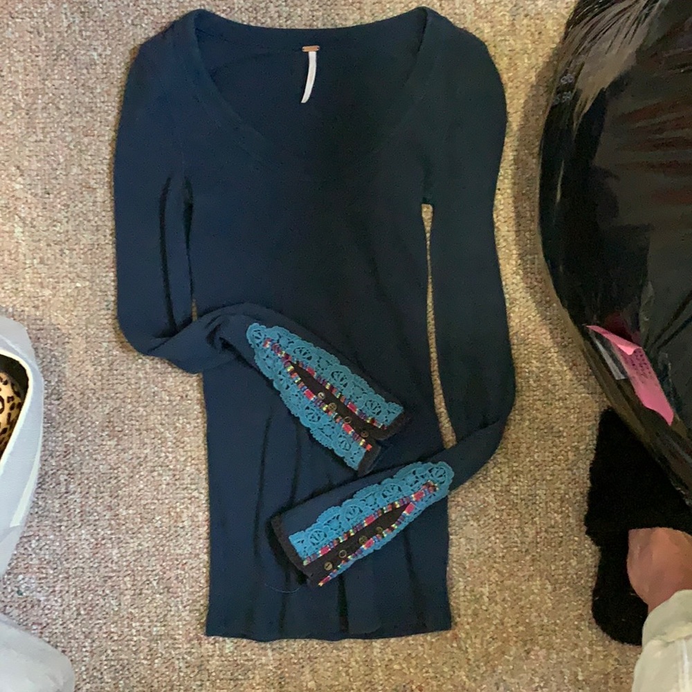 Free people long sleeve waffle shirt